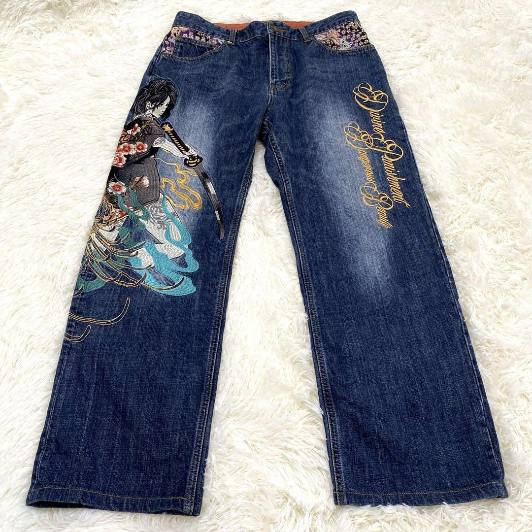 抜刀娘 294254 2人娘 総刺繍 妃那 葵 3連ポケット ジーンズ デニム 抜刀娘 294254 2人娘 総刺繍 妃那 葵 3連ポケット ジーンズ デニム