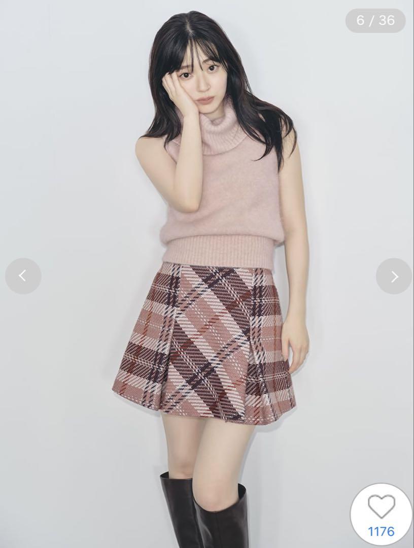 SNIDEL ロービングチェックミニスカート　ピンク Sサイズ