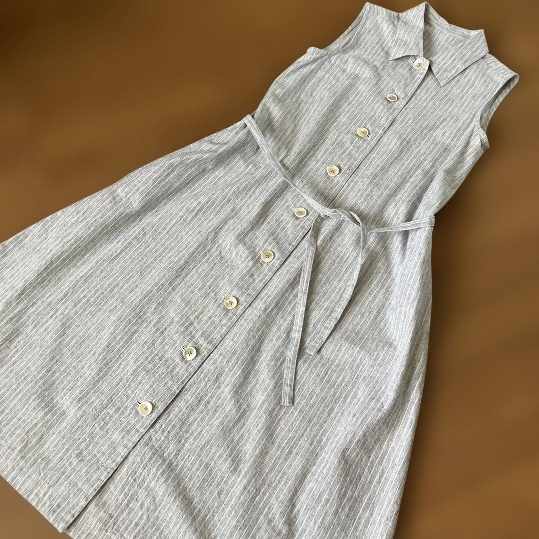 マドモアゼル　ノンノン　麻48% クルミ釦　ナチュラルワンピース　美品 マドモアゼルノンノン ロングワンピースロング - メルカリ