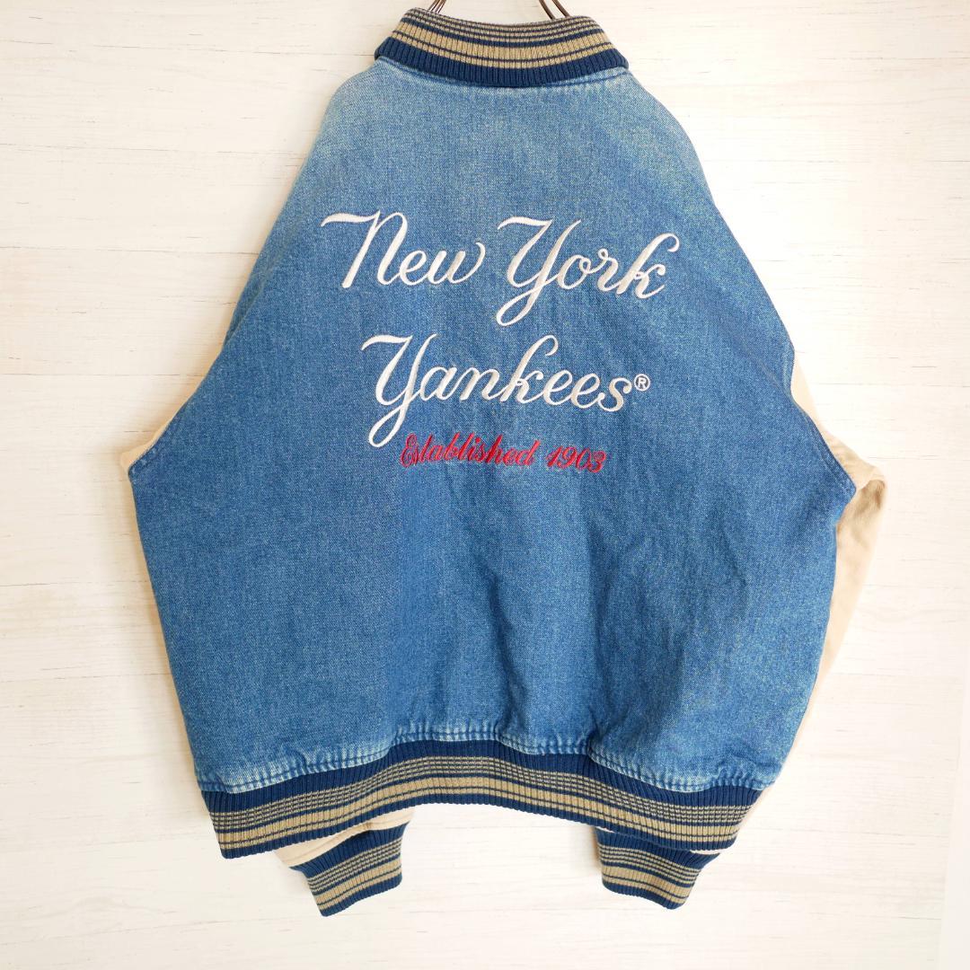 新品大特価 希少デザイン デニムスタジャン L 1mlNJ-m67874459311 スターター×MLBヤンキース 刺繍ロゴ 超激得豊富な