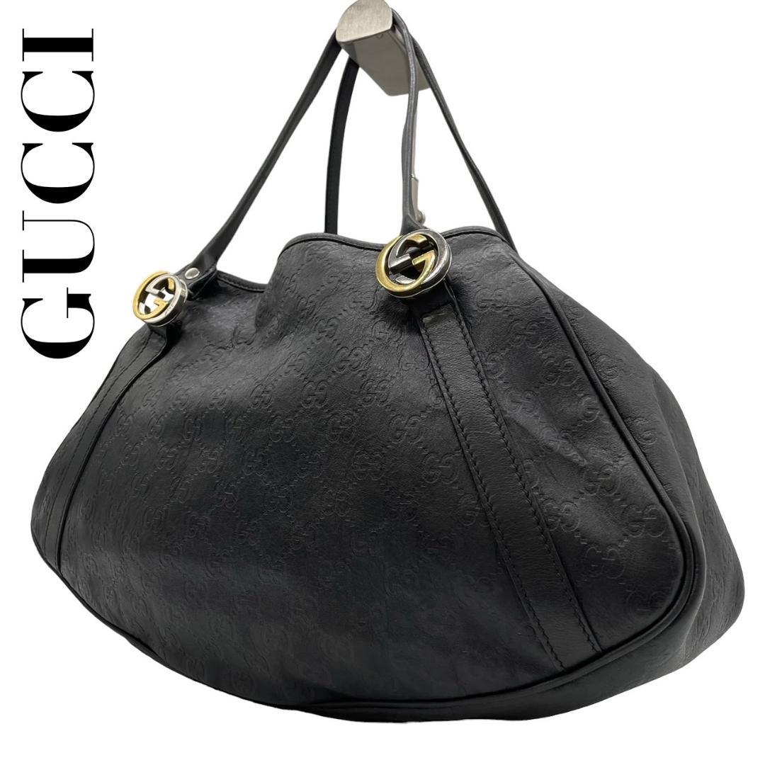 極美品　GUCCI グッチ　s2 シマ　トートバッグ　肩掛け　インターロッキング