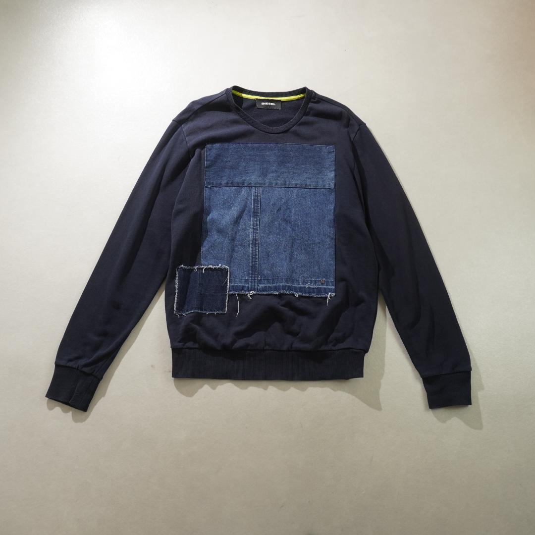 本物保証!  ネイビー スウェット 切り替え デニム DIESEL /HW477 メルカリ - トップス