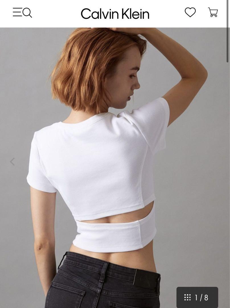 【 】◆CK Jeans クロップリブトップス◆送料無料◆ calvinklein】オープンバッククロップリブトップス - メルカリ