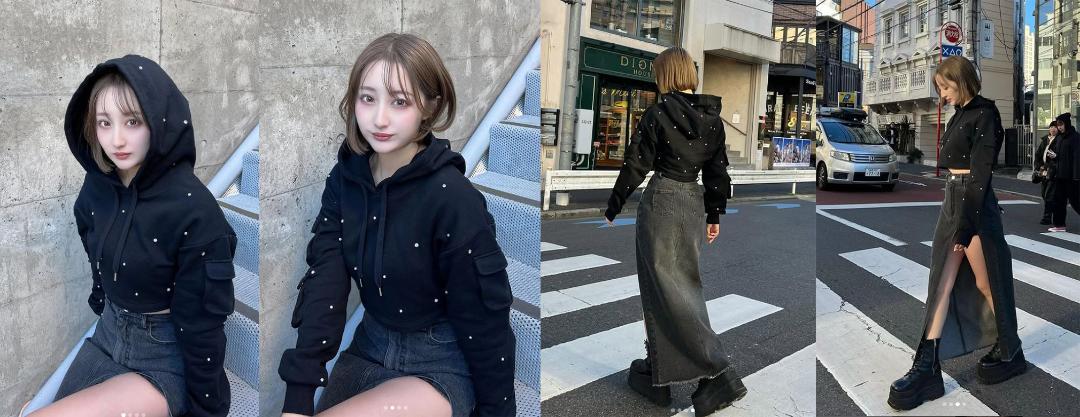 ダーリッチ darich クロップドビジューフーディ GRY