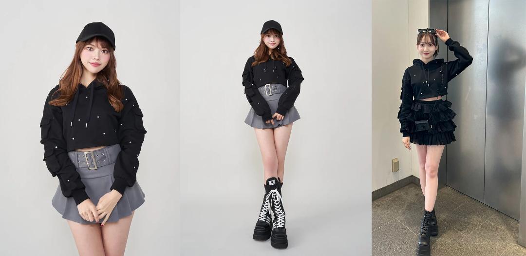 ダーリッチ darich クロップドビジューフーディ GRY