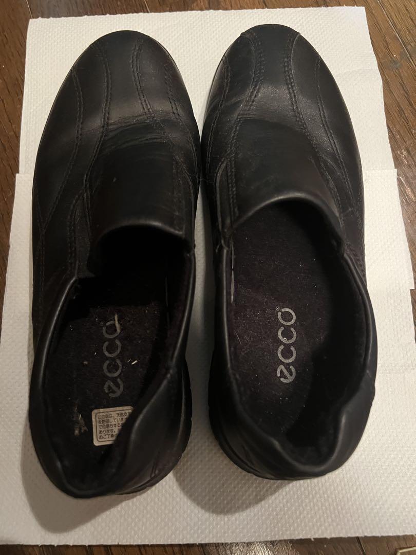 ecco (エコー) 22.5cm ブラック レザー スリッポン シューズ