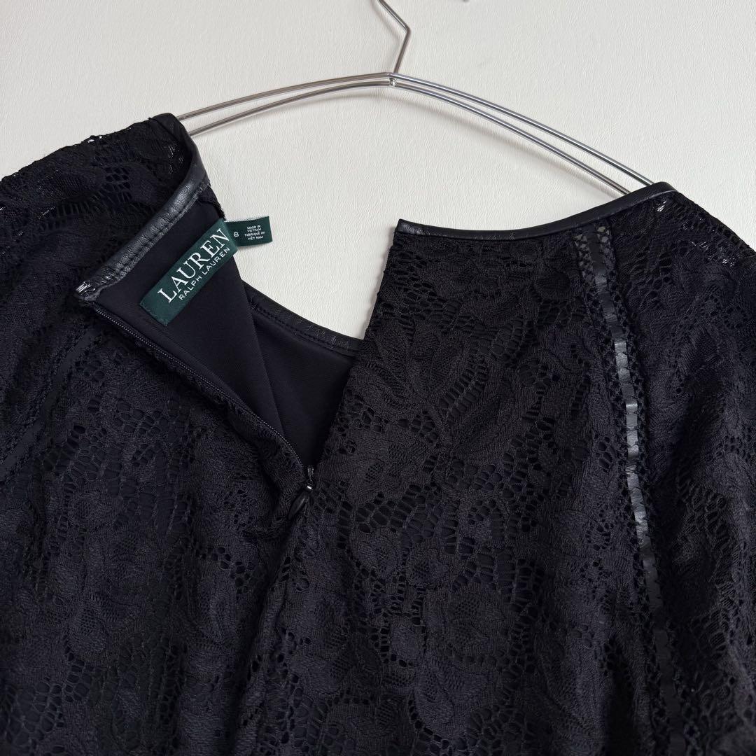 美品✨ローレンラルフローレン　レースワンピース　ストレッチ　ブラック　Lサイズ