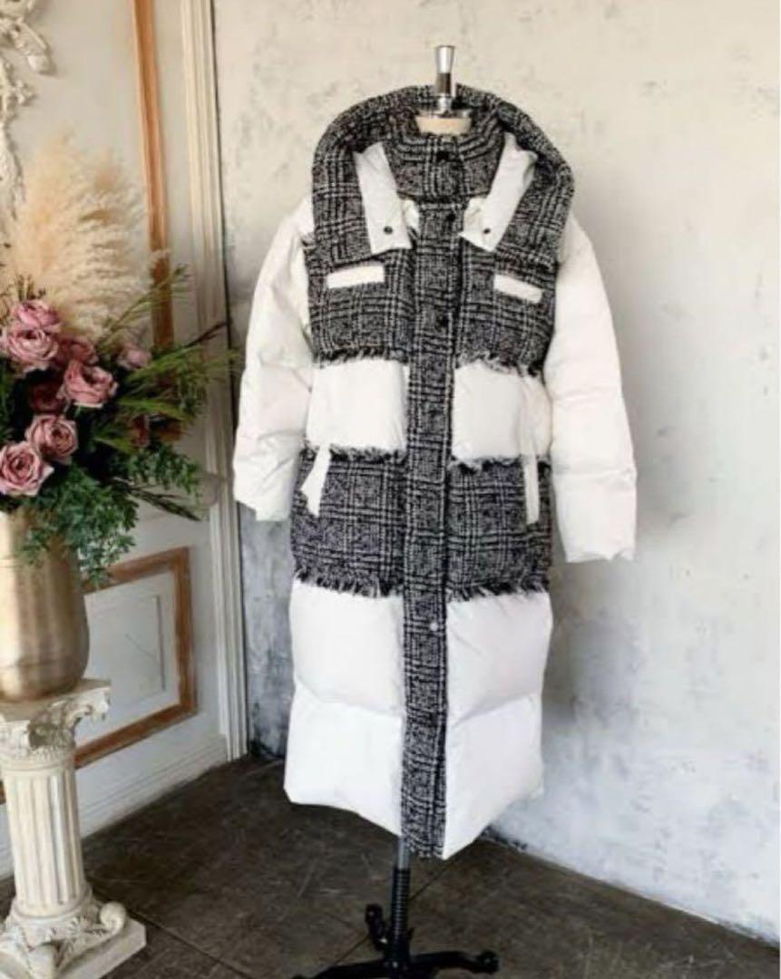 ジャケット・アウター Herlipto Tweed Shell Down Long Coat