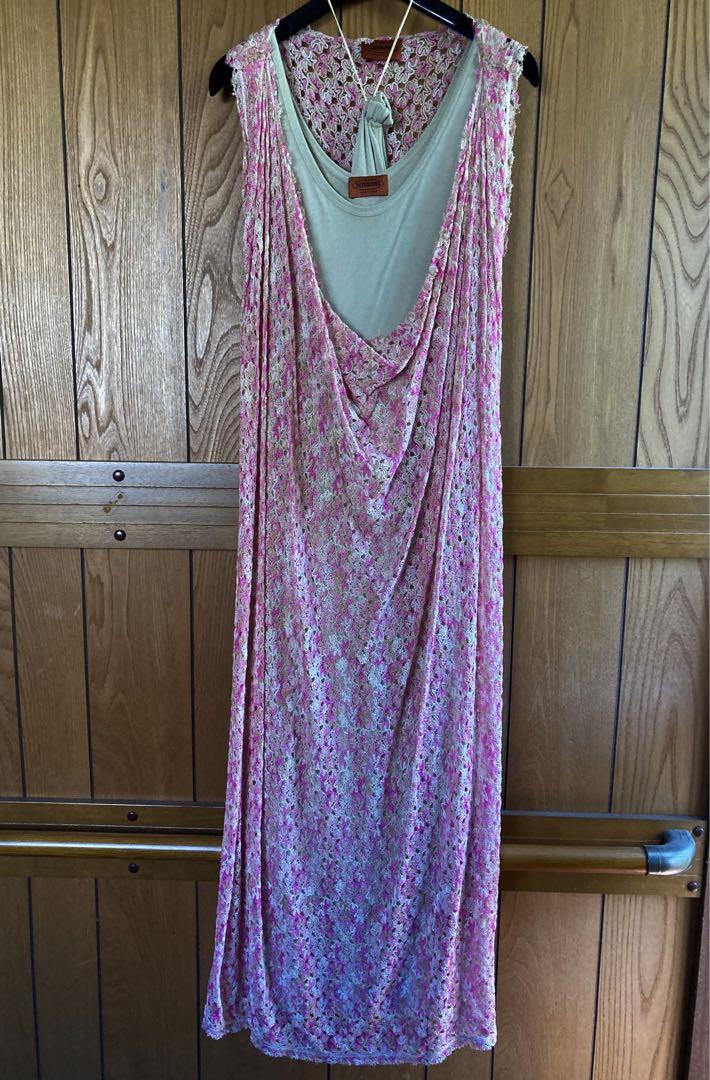 未使用】イタリア高級ブランドMISSONI☆桜ピンク色大人ロングドレス 未使用】イタリア高級ブランドMISSONI☆桜ピンク色大人ロングドレス