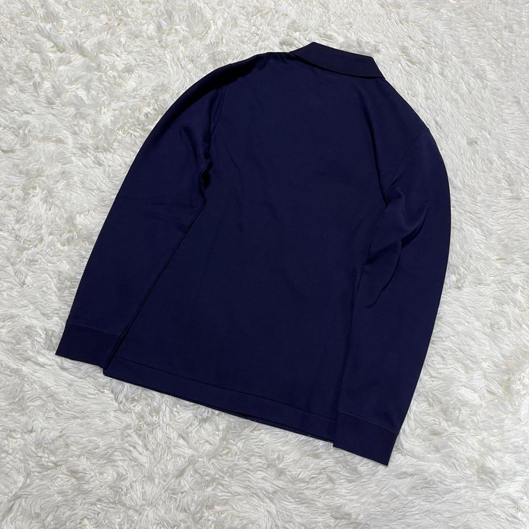 新品未使用　LACOSTE　日本製　長袖 ポロシャツ　刺繍ロゴ　ネイビー