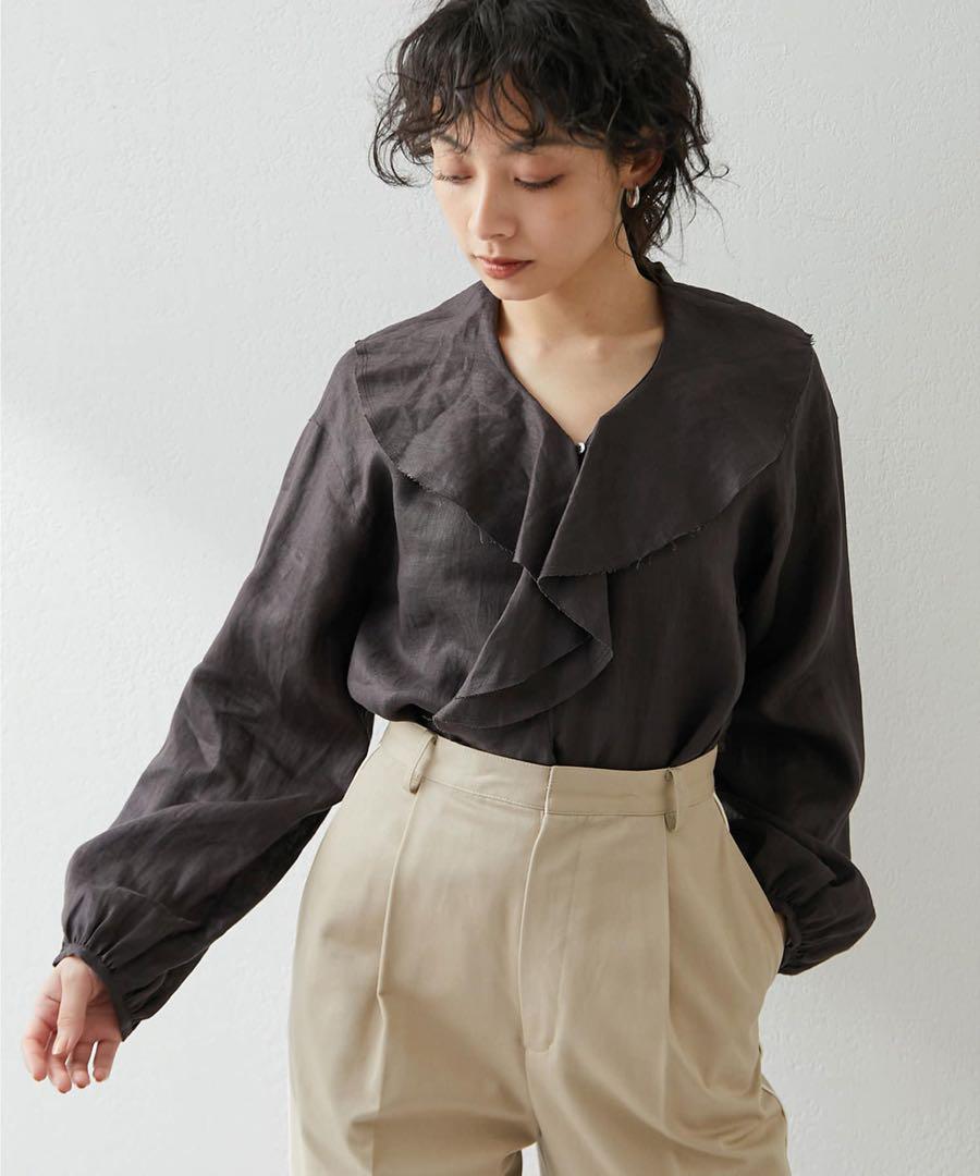 Whim Gazette 【THE PAUSE】リネンフリルブラウス美品