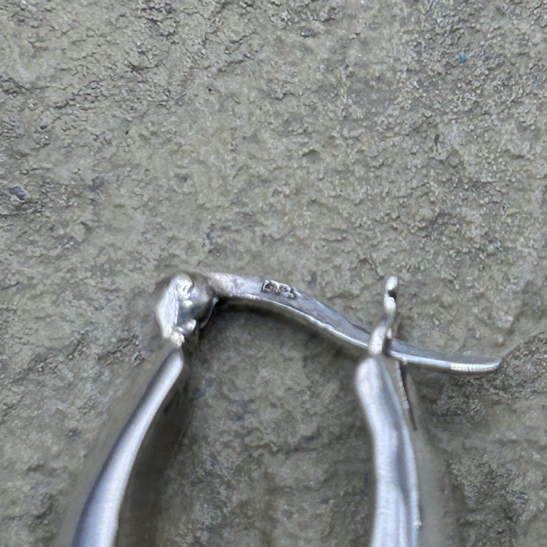 シルバー925 Sterling ワイドフープピアス/軽研磨仕上げ/両耳