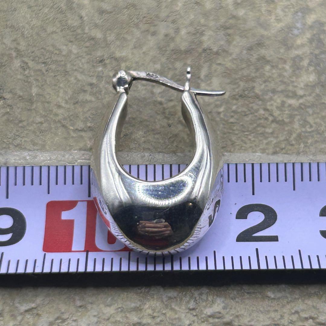 シルバー925 Sterling ワイドフープピアス/軽研磨仕上げ/両耳