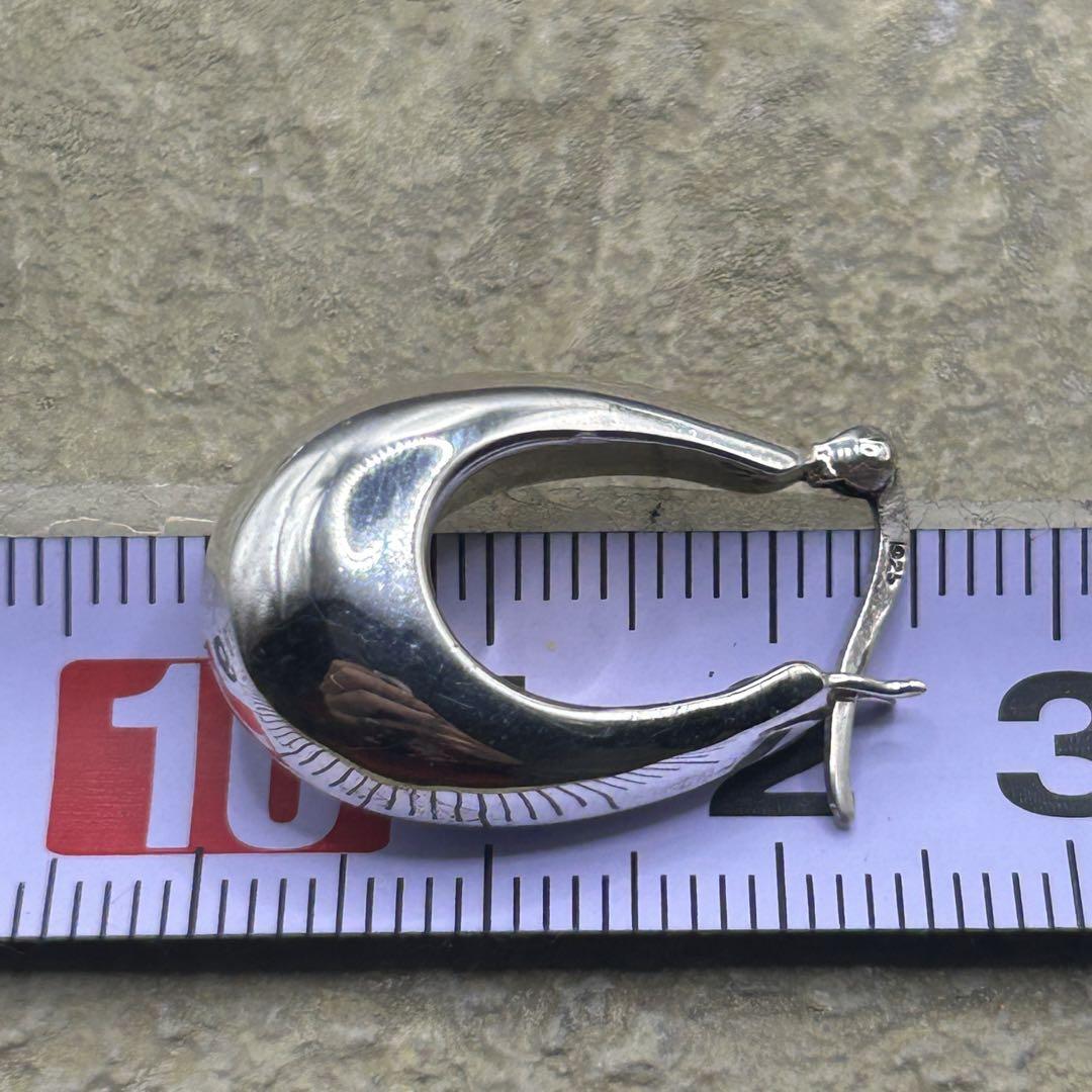 シルバー925 Sterling ワイドフープピアス/軽研磨仕上げ/両耳
