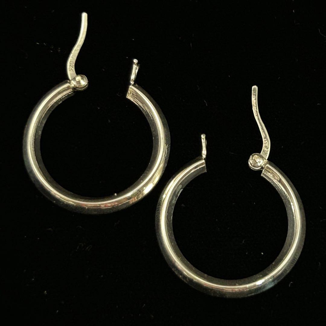 シルバー925 Silver ワイドフープピアス/軽研磨仕上げ/両耳/イヤリング
