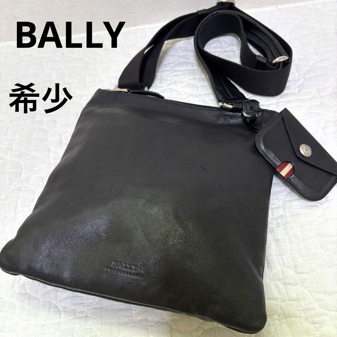珍しい 美品】BALLY バリー ショルダーバッグ サコッシュ レザー 革 黒 バッグ