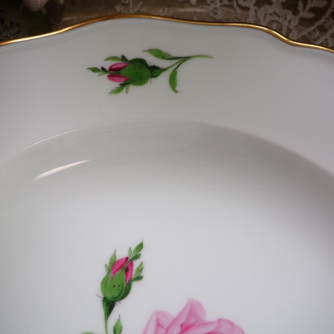 美品　Meissen マイセン ピンクローズ 25cmプレート　薔薇　F7