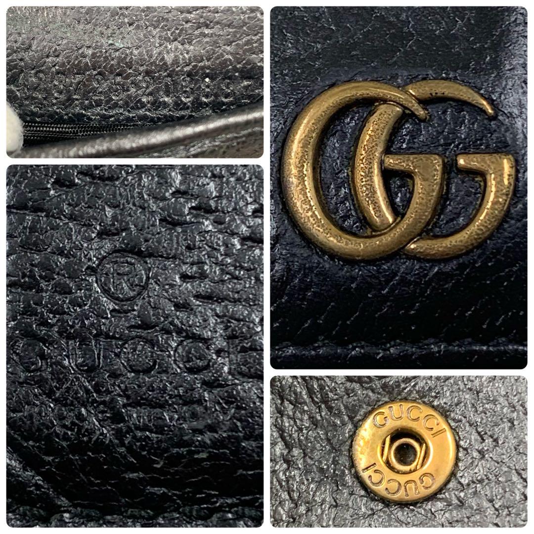 【✨美品✨】 グッチ GGマーモント 二つ折り財布 ブラック