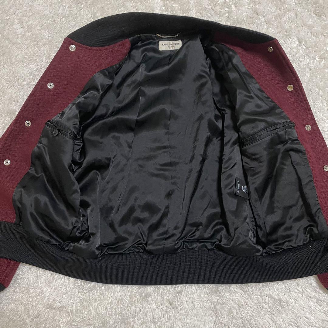 サンローランパリ ウールテディジャケットレザートリム 354718 レッド