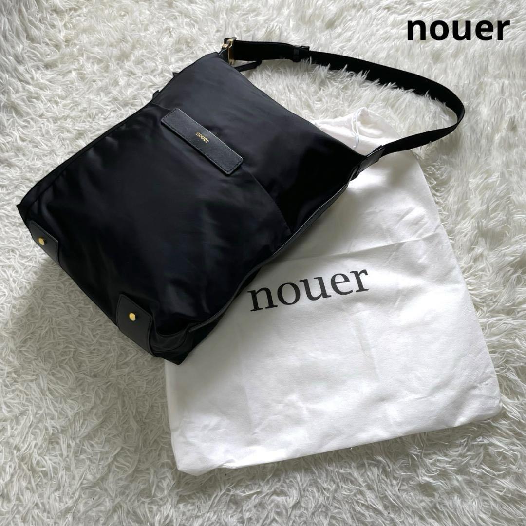 nouer ナイロン×レザー ワンショルダー バッグ ゴールド金具 A4サイズ