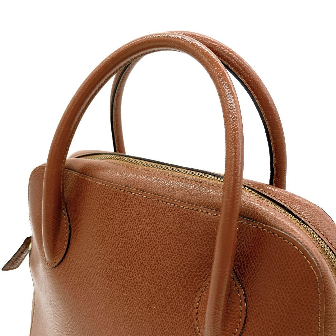 CELINE】ハンドバッグレザーブラウン自立無地