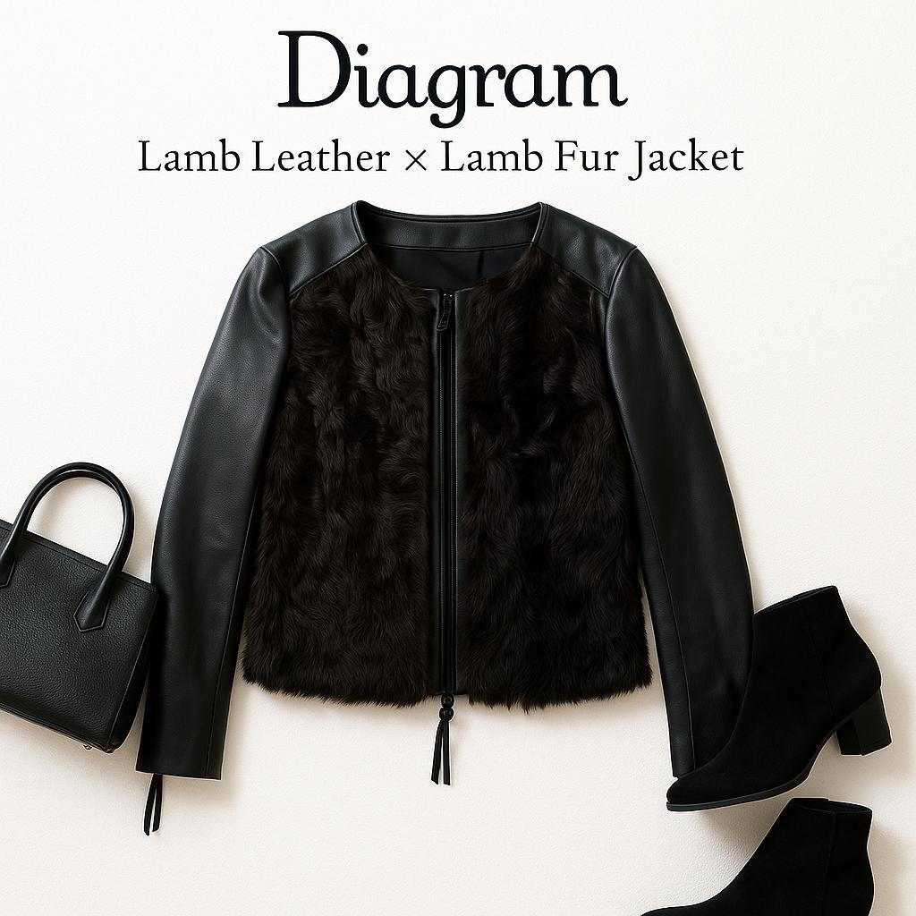 Diagram ダイアグラム ラムレザー×ラムファー ジャケット 36 ブラックS Diagram