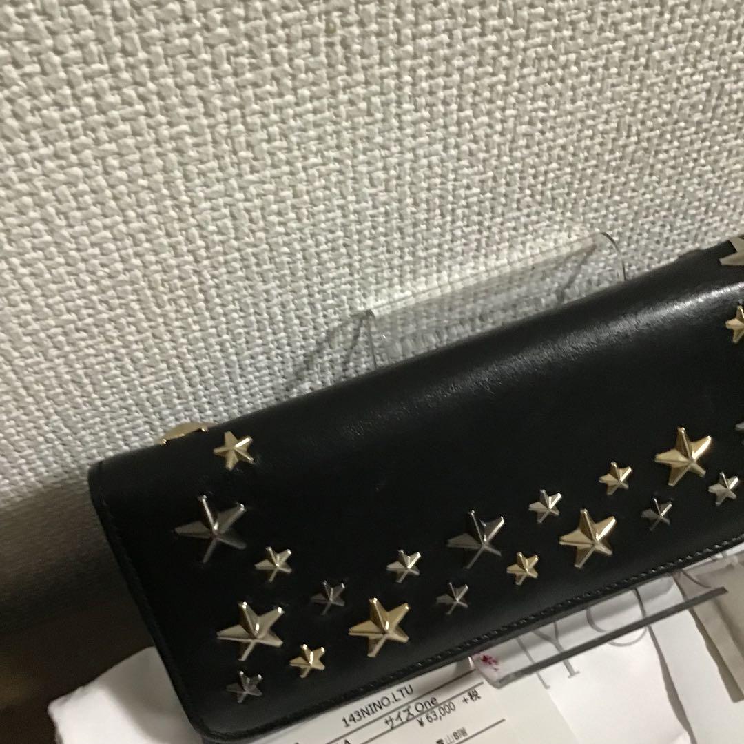 【完売必至】ジミーチュウ 星型スタッズのキュートな長財布♪ ☆開店セール☆小銭入未使用 美品 ジミーチュウ レザー スター