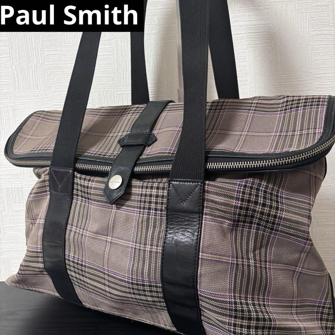 【人気】Paul Smith トートバッグ　チェック柄　大容量　A4収納可能