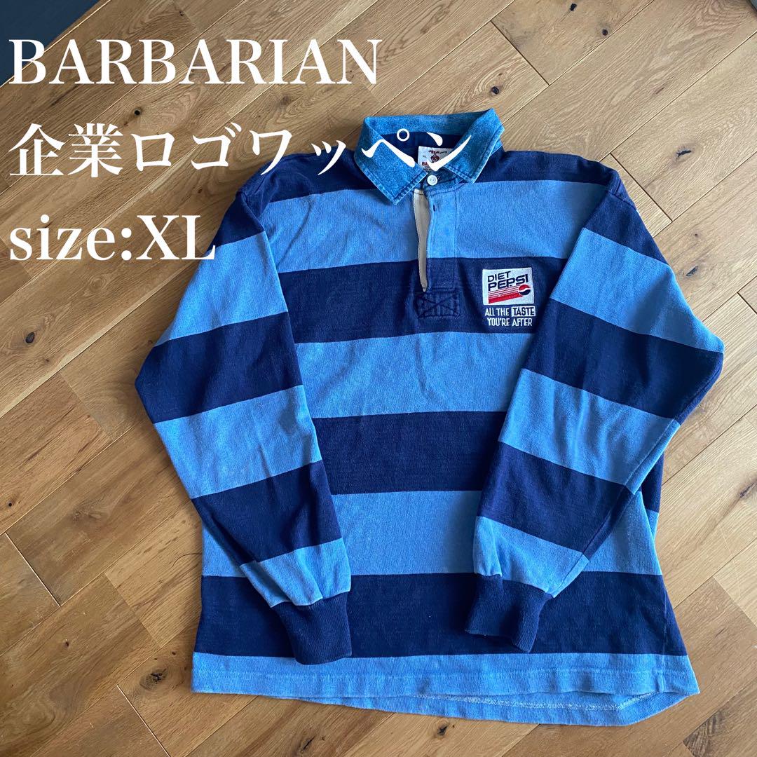 BARBARIAN バーバリアン ラガーシャツ 企業ロゴワッペン付き　XL
