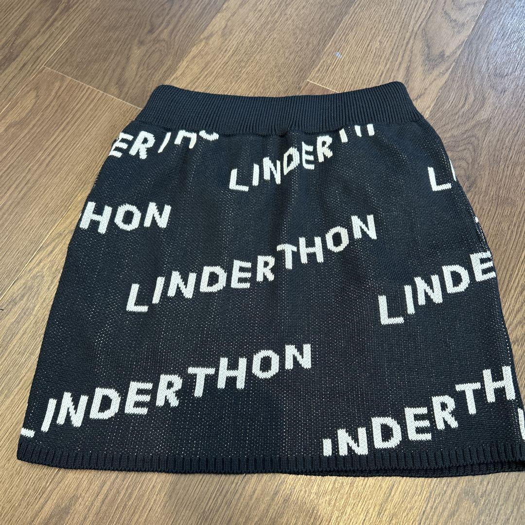 LINDERTHONロゴニットスカートブラック　黒サイズS