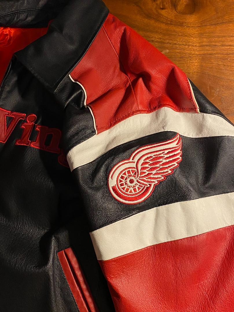 本革 レザージャケット 革ジャン NHL レッドウィングス 刺繍 M 本革 レザージャケット 革ジャン NHL レッドウィングス 刺繍 M