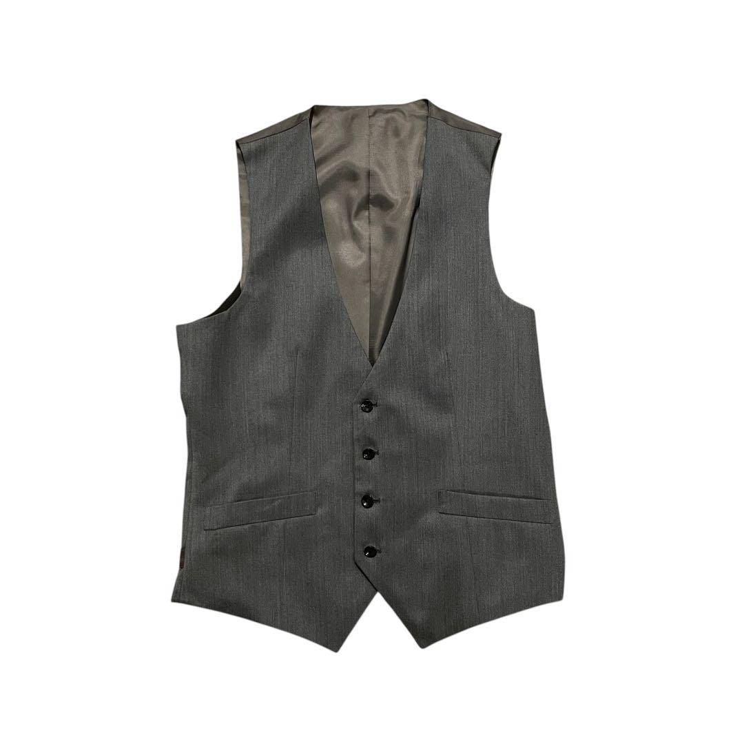 【極美品】シルク混 SUIT SELECTスリーピース　セットアップグレー L