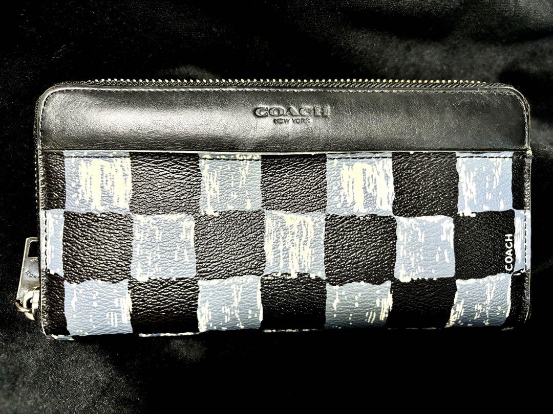 COACH チェック柄 レザー長財布