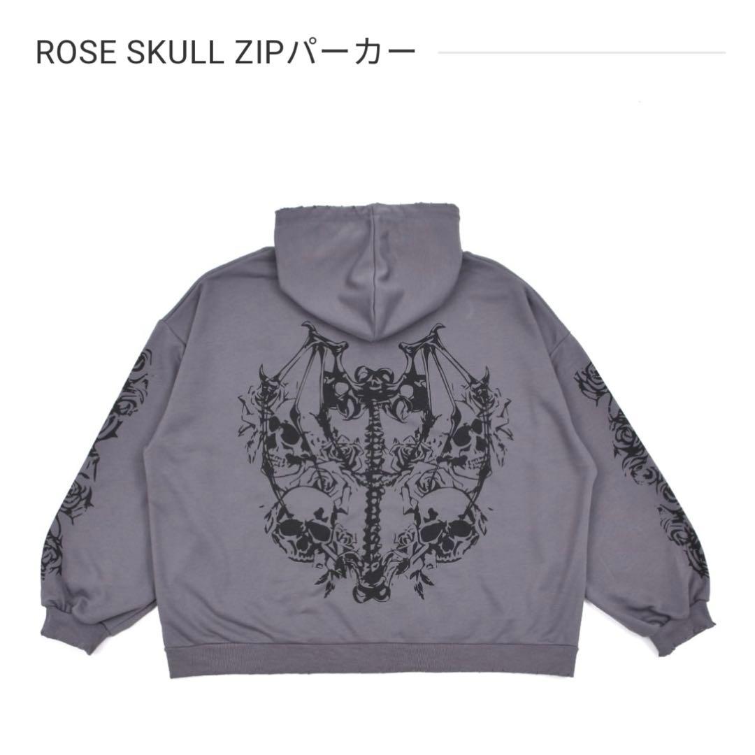 ROSE SKULL ZIPパーカー 地雷 サブカル 中性 Lサイズ ROSE SKULL ZIPパーカー 地雷 サブカル 中性 Lサイズ