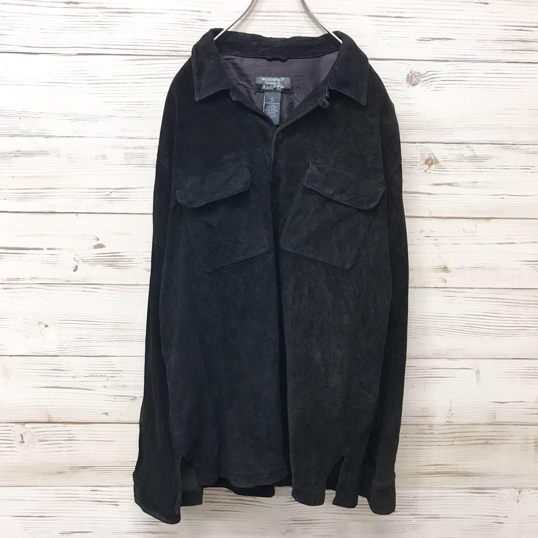 《希少》WOODWARD☆シャツジャケット XL ブラック JK363