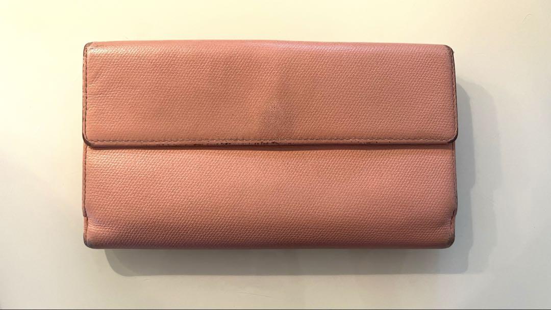 CHANEL シャネル ピンク ココボタン レザー 二つ折り財布