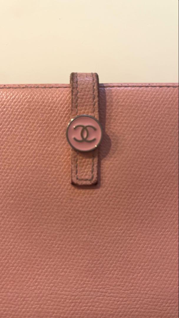 CHANEL シャネル ピンク ココボタン レザー 二つ折り財布