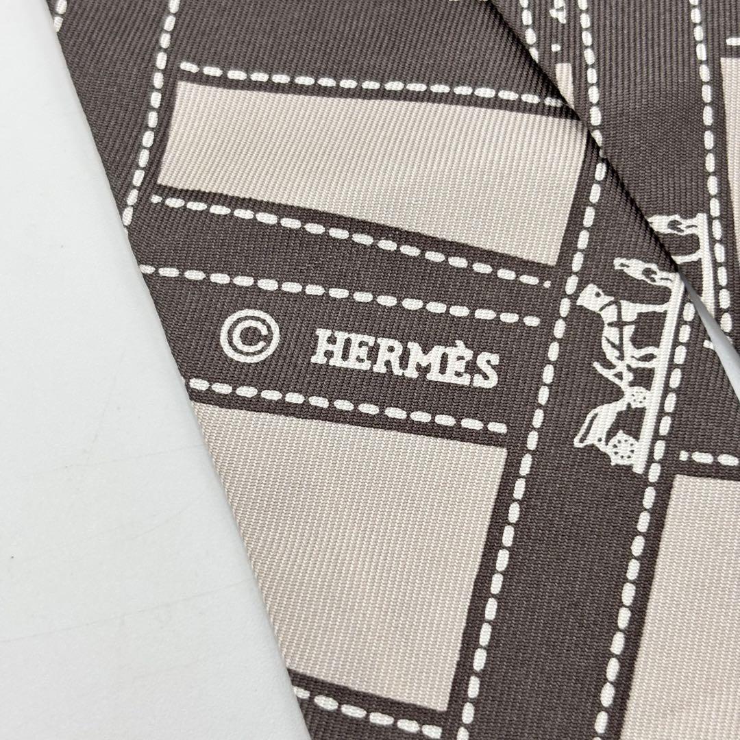 HERMES エルメス ツイリー ボルデュック リボン柄シルク