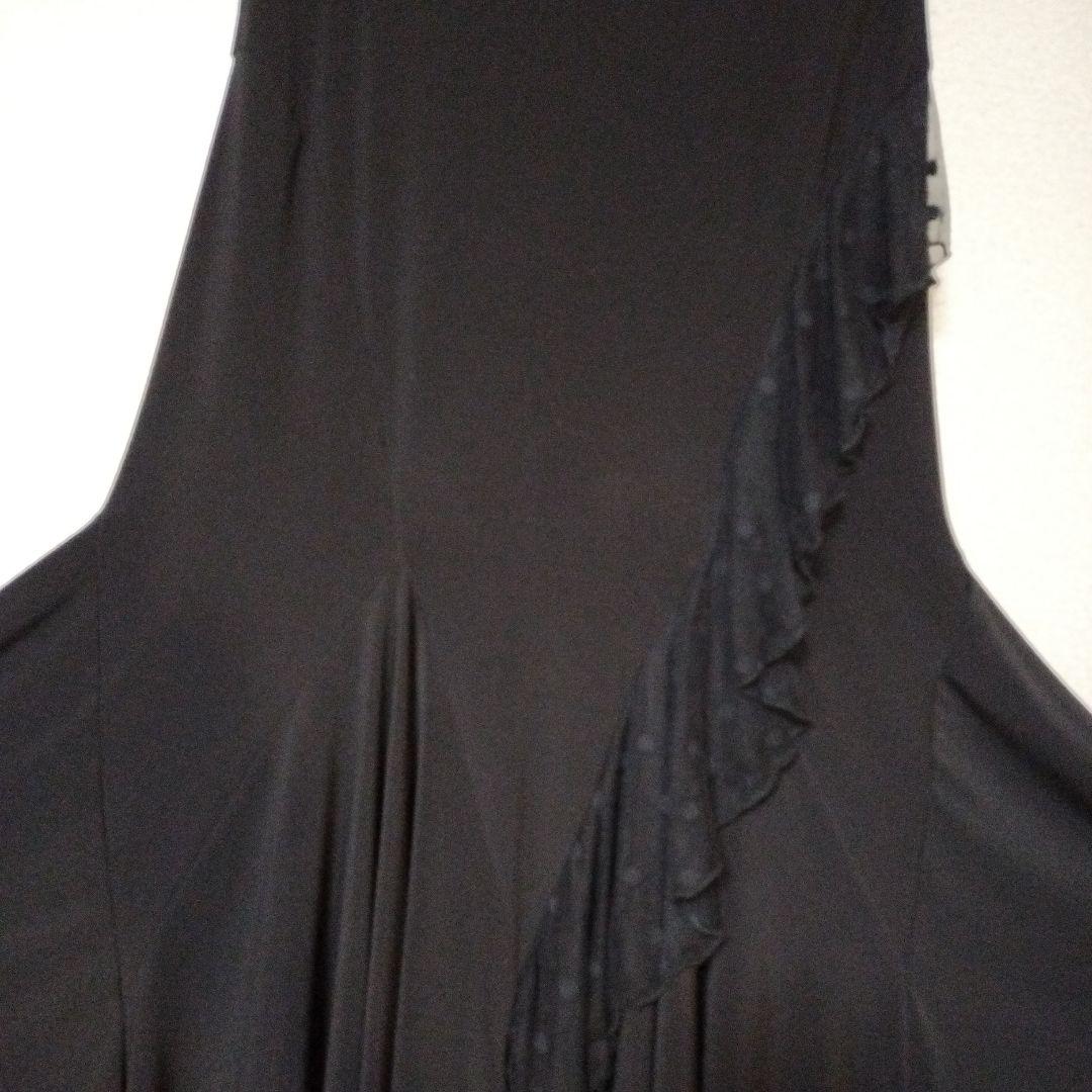 gentil ブラック！ドットのレースフリル付き黒フレアスカート M