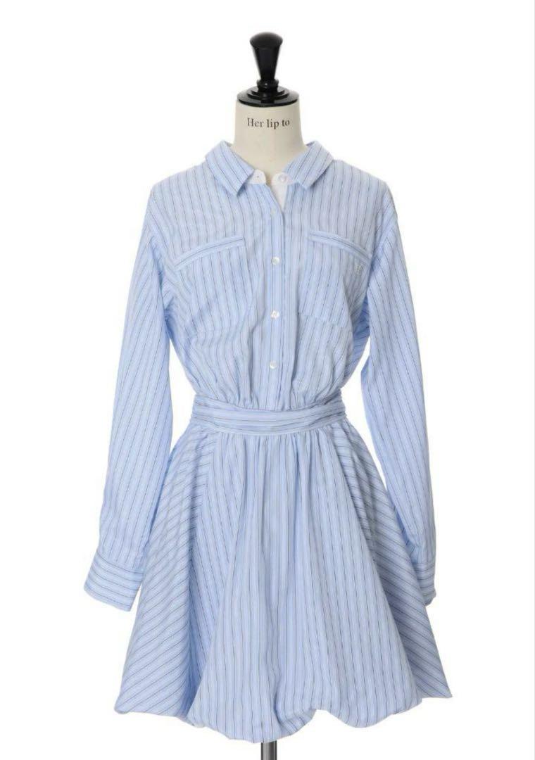Herlipto Stripe Shirt Bubble Dress Sサイズ