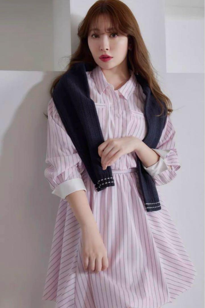 Herlipto Stripe Shirt Bubble Dress Sサイズ