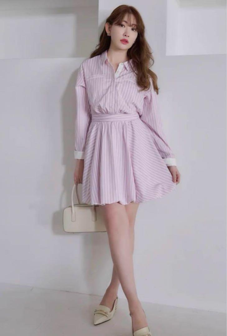 Herlipto Stripe Shirt Bubble Dress Sサイズ
