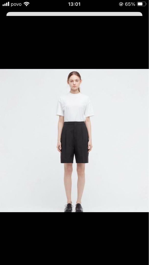 美品 ユニクロ セオリー 感動タックイージーショートパンツ ブラック S ◾️新品◾️UNIQLO×theory／イージーショートパンツ／S