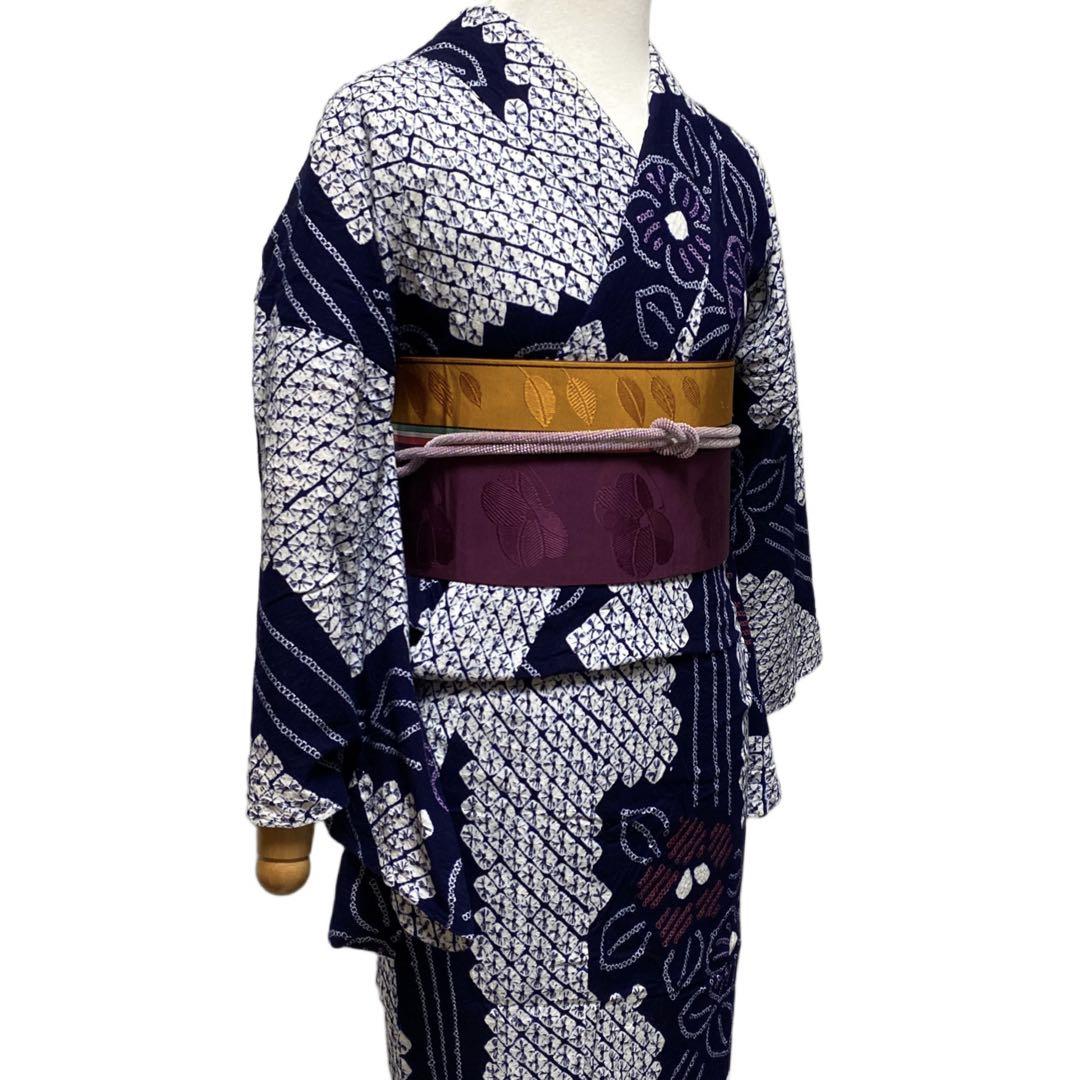 ¨̮⃝ 身丈157 上質 蜘蛛絞り 花文 絞り裄丈 有松絞り yukata
