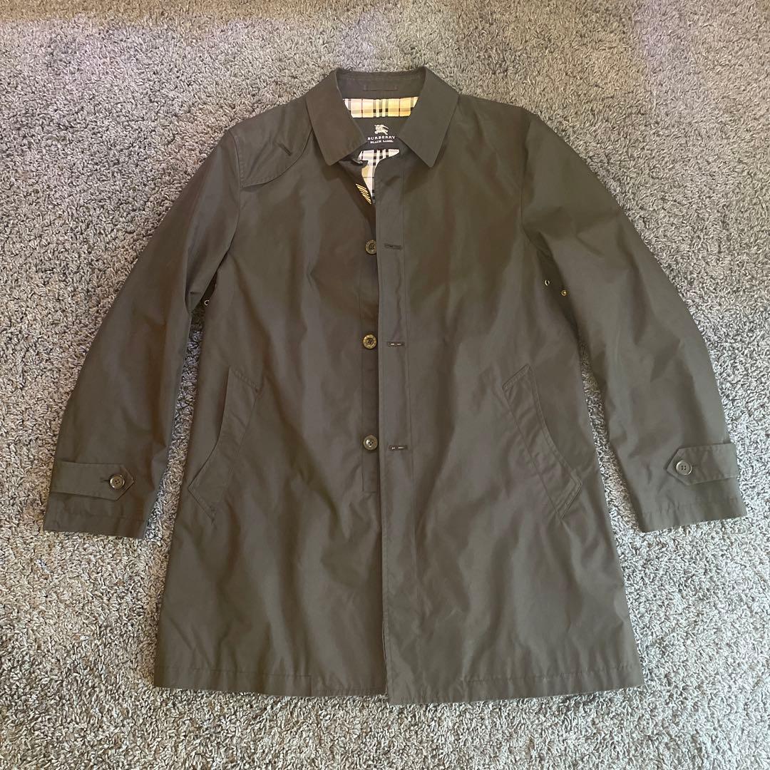 バーバリーブラックレーベル　トレンチコート　Lサイズ　　M6109-1 Burberry メンズブラックトレンチコート Lサイズ バーバリー