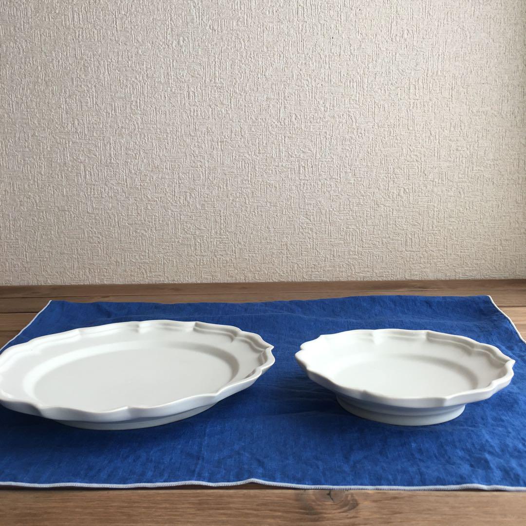臼杵焼USUKIYAKI 稜花リム皿大小2枚セット うつわ陶芸やきもの