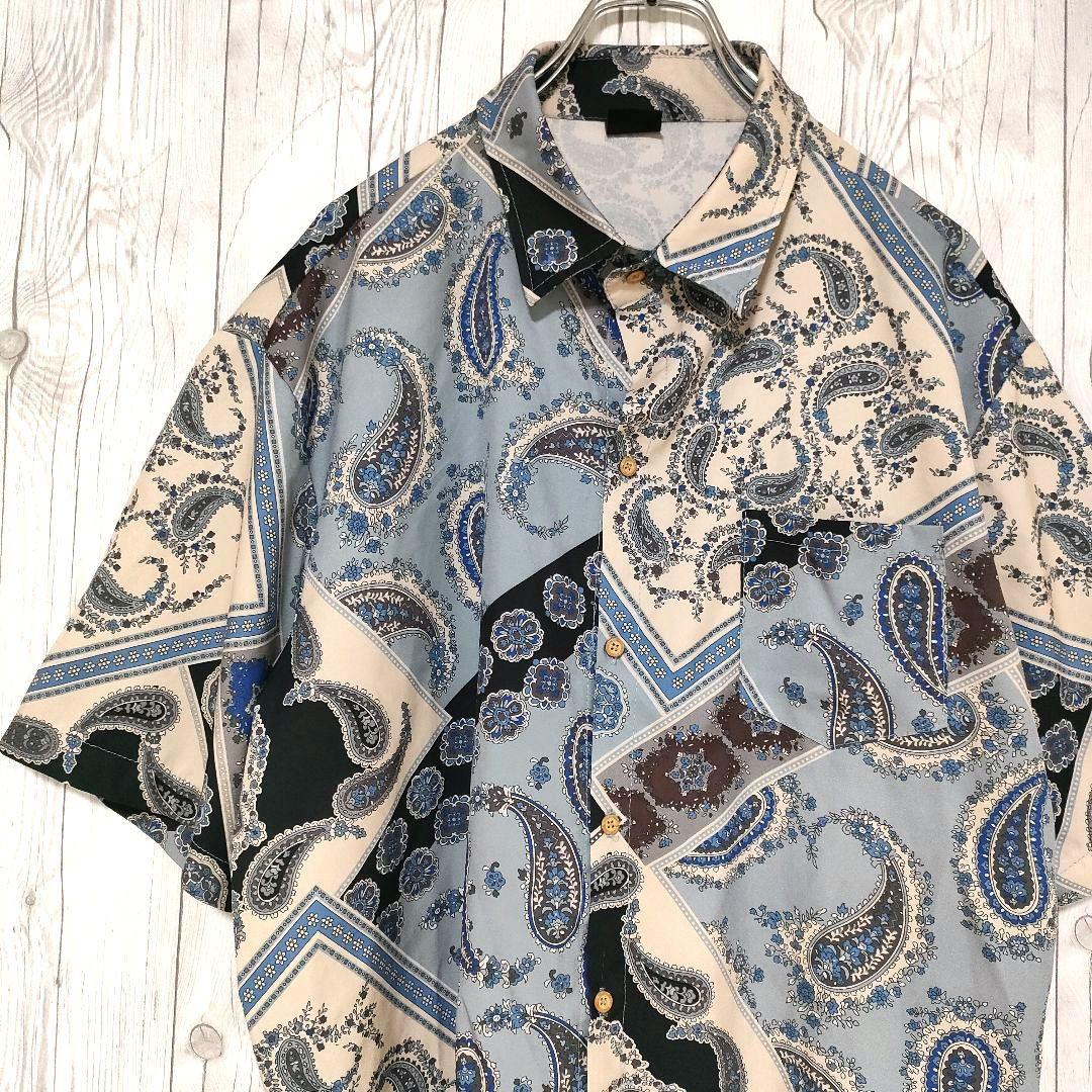 ヴィンテージ 半袖シャツ ペイズリー柄 極美品 2XL マルチカラー