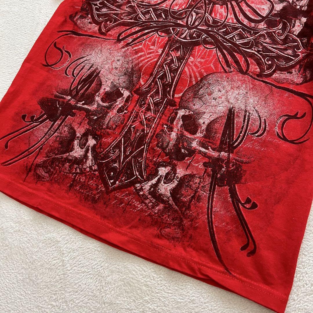 【美品 希少デザイン】MMA ELITE グランジ Tシャツ 骸骨 y2k 派手
