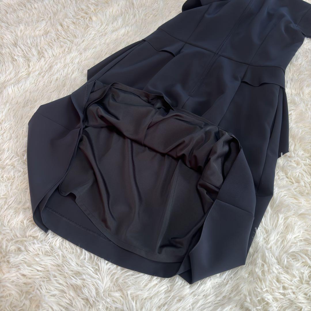 美品　foxey new york サイドフリル　ワンピース　40 ネイビー