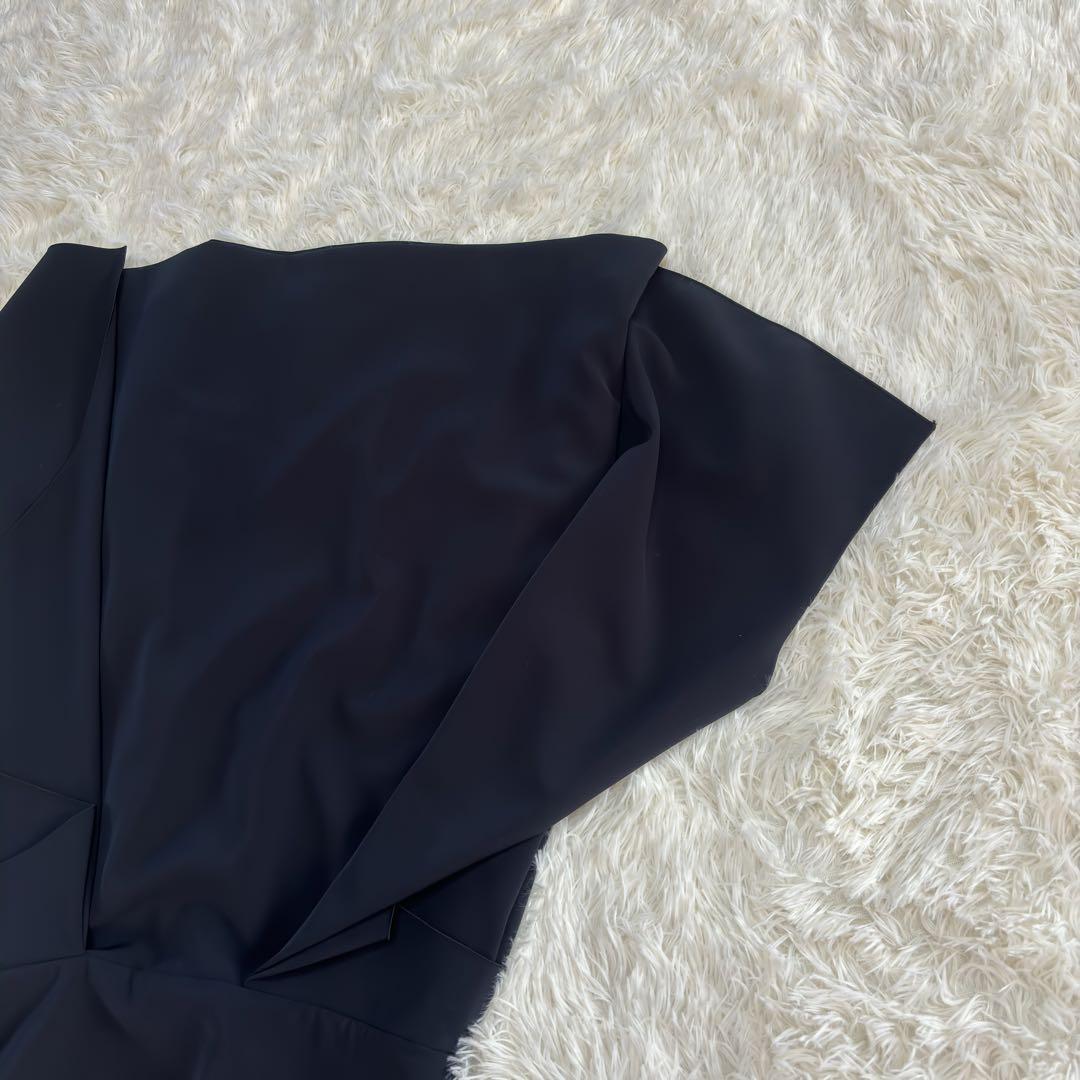 美品　foxey new york サイドフリル　ワンピース　40 ネイビー